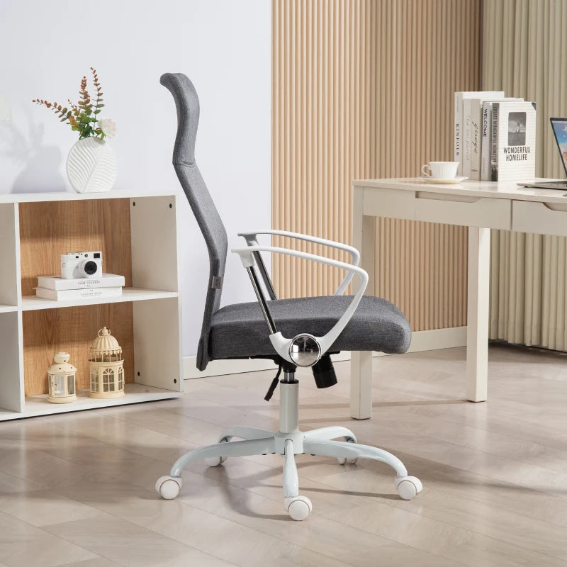 Ergonomic Fabric High Back Office Chair in Grey - Stylish Comfort for Home & Office Use