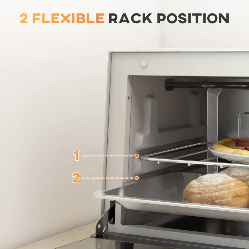 Compact 9L Mini Oven & Electric Grill - Adjustable Temp, Timer, Dishwasher Safe Tray, 750W, Cream Color - Perfect for Small Spaces