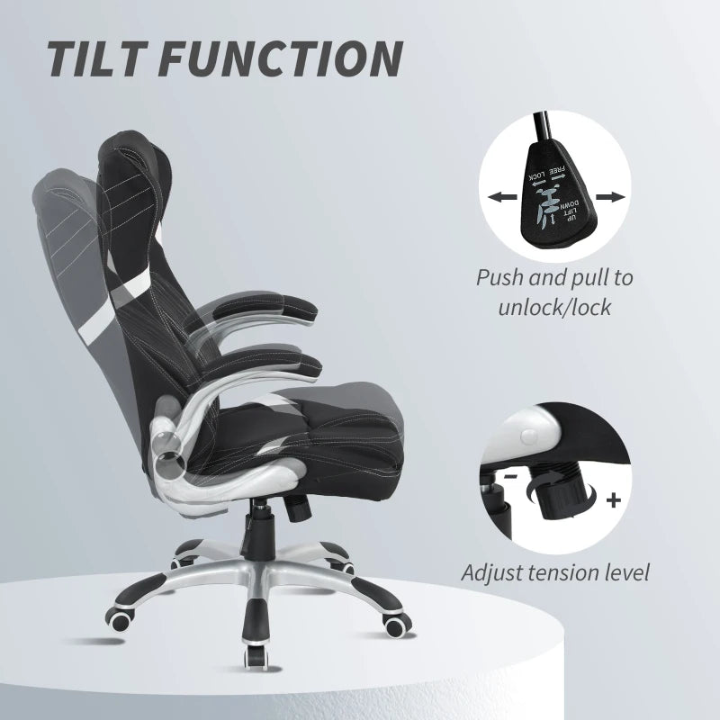 Vinsetto Adjustable Height Linen-Look Office Chair - Stylish Black Ergonomic Design for Home & Office Comfort
