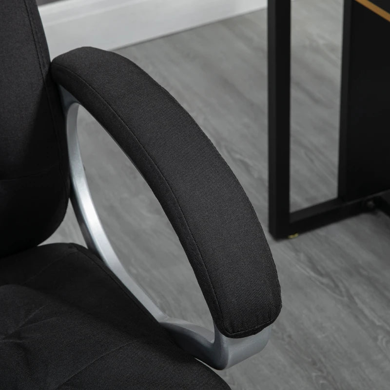 Ergonomic Executive Office Chair - Height Adjustable, Comfortable Fabric Desk Chair for Home Office - Stylish Black Design