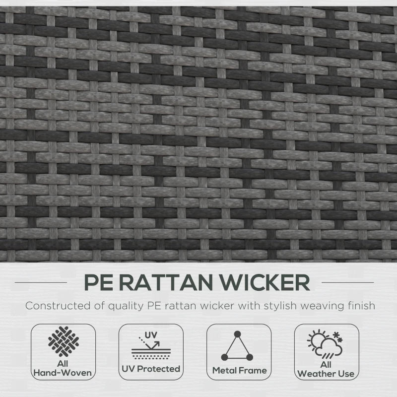 Grey Rattan 2-Seater Day Bed with Fire Retardant Cushions