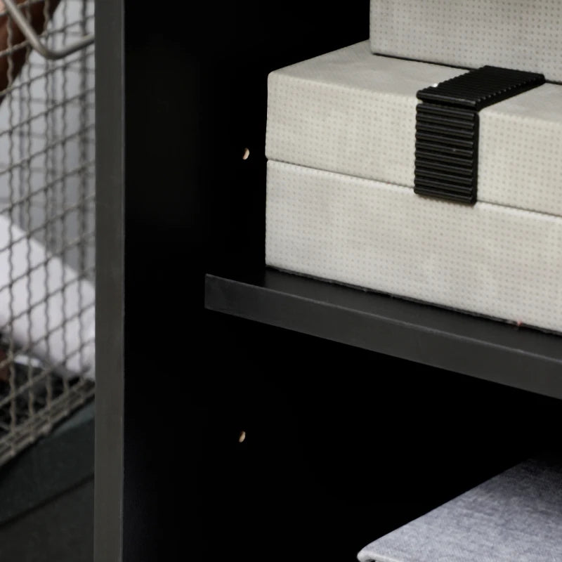 Rolling Metal Filing Cabinet - Industrial Mobile Storage with Adjustable Shelf & Wheels for Home Office & Living Room - Black