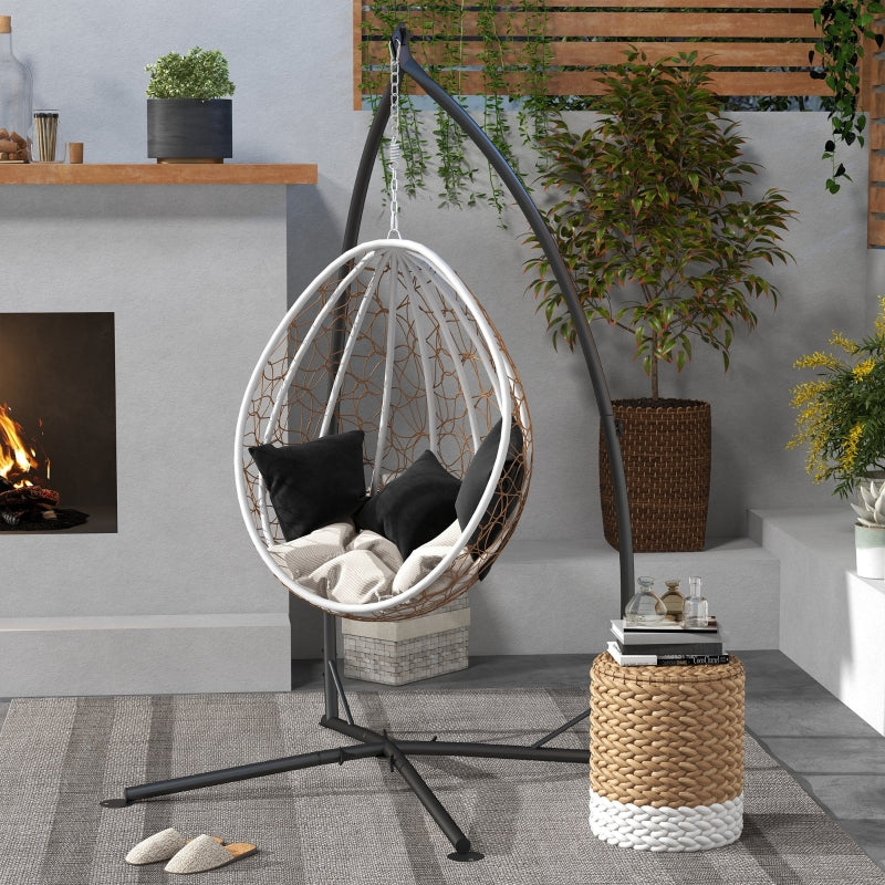 Black Metal Hammock Chair Stand with Chain for Indoor & Outdoor Use