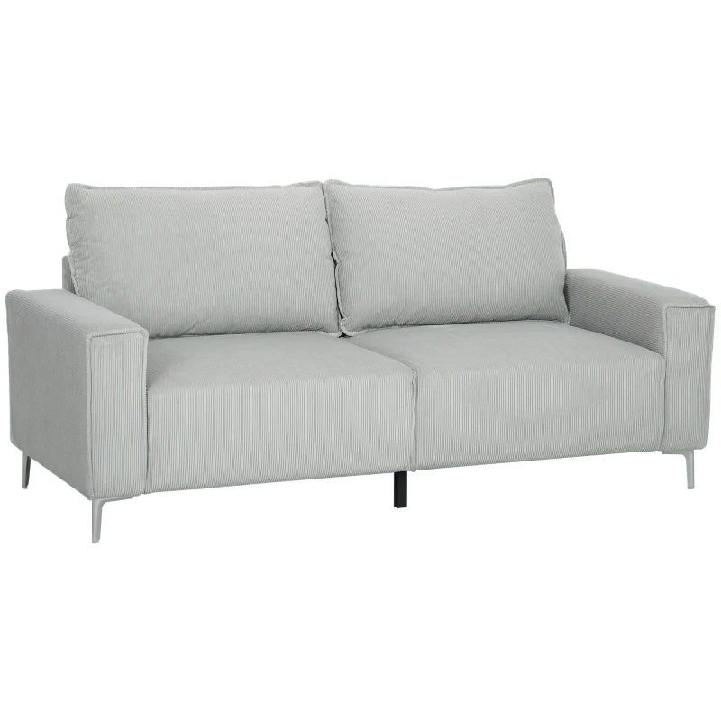 Light Grey Three-Seater Corduroy Sofa for Stylish Living Room Comfort
