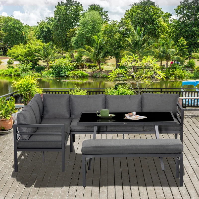 Grey Metal Outdoor Corner Sofa