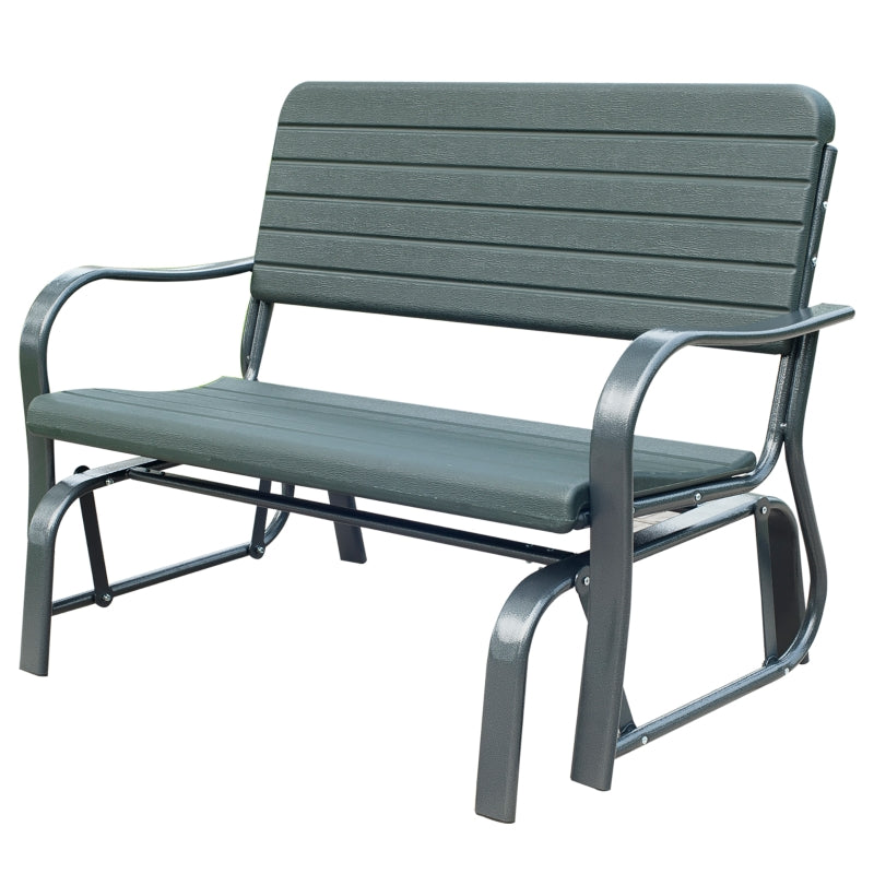 Dark Green Metal Garden Glider Loveseat for 2