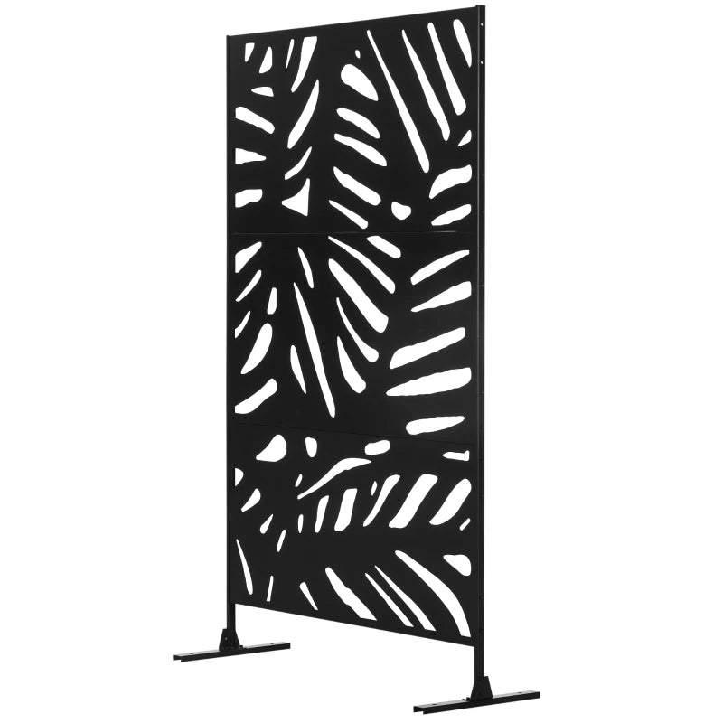 Freestanding Outdoor Privacy Screen - Decorative Metal Garden Divider, 48" x 78", Black for Deck and Pool