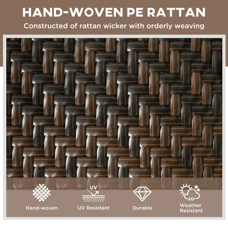 Brown Rattan Patio Sun Lounger with 5-Position Backrest and Wheels