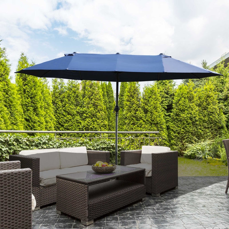 Blue Double-Sided Patio Umbrella - 2.7m Diameter