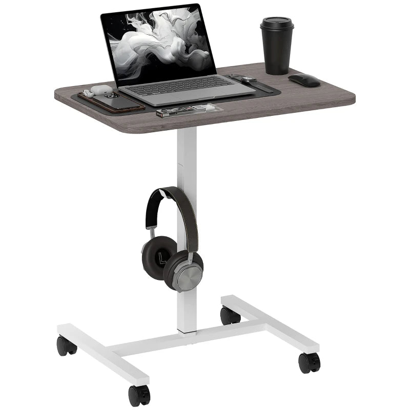 Adjustable Sit-To-Stand Desk 75-115cm - Manual Height Control, Modern White/Grey Finish for Home Office Ergonomics