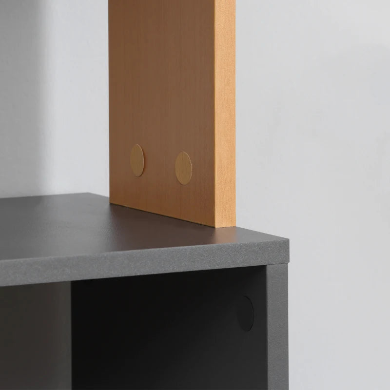 Modern 5-Tier Bookshelf - Freestanding Bookcase for Living Room, Home Office & Study - Stylish Brown & Dark Grey Storage