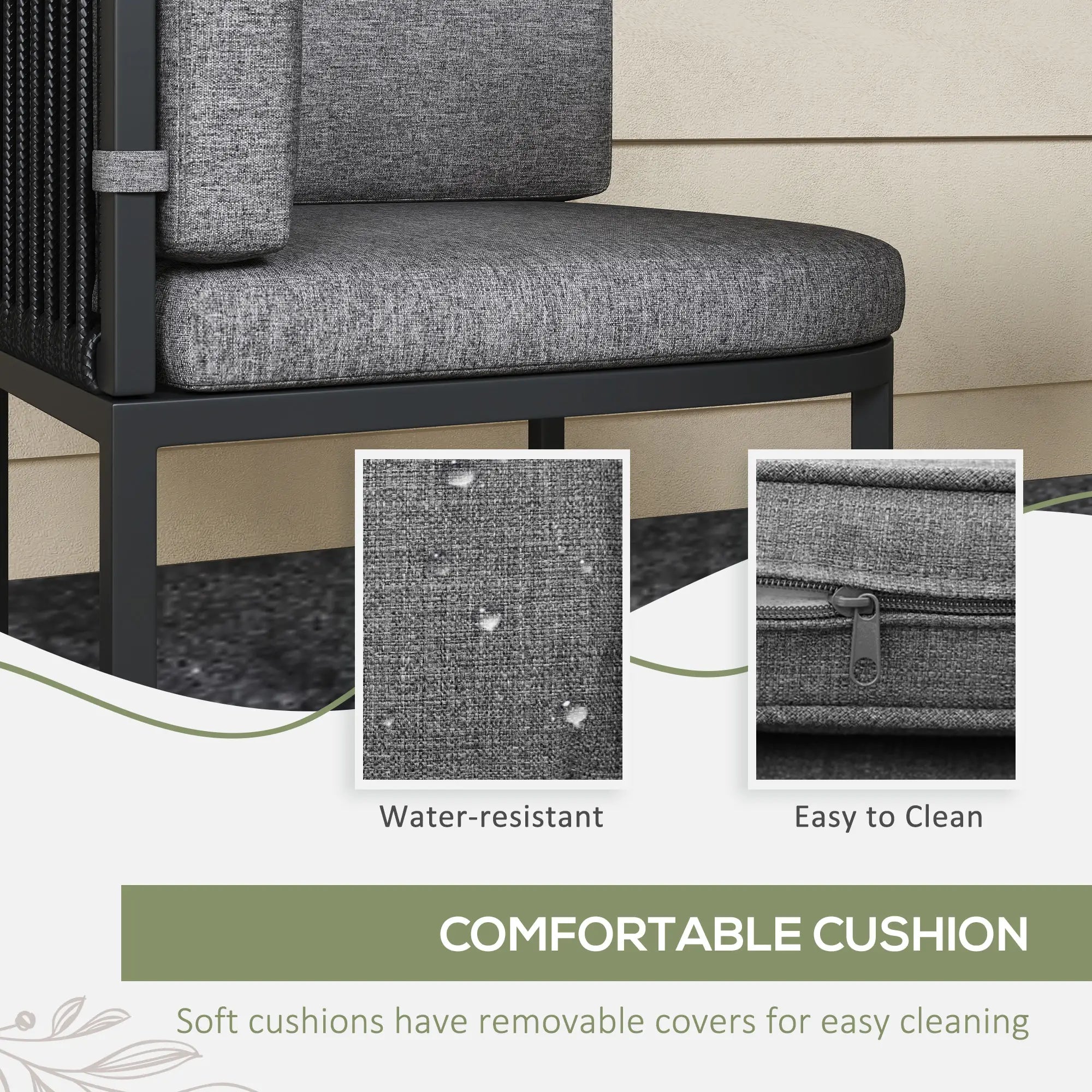 4-Seater Rattan Cubed Garden Furniture Set with Cushions - Charcoal Grey