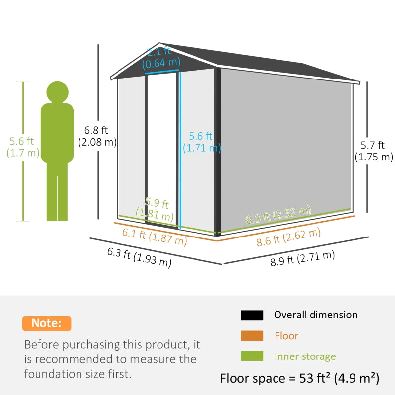 White 9ft x 6ft Metal Shed