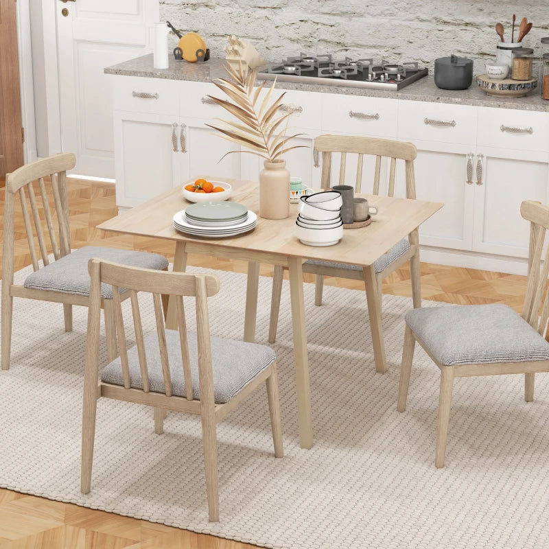 Solid Wood Folding Dining Table - Drop Leaf Design for 2-4 People, Space-Saving Rectangle Kitchen Table in Natural Finish