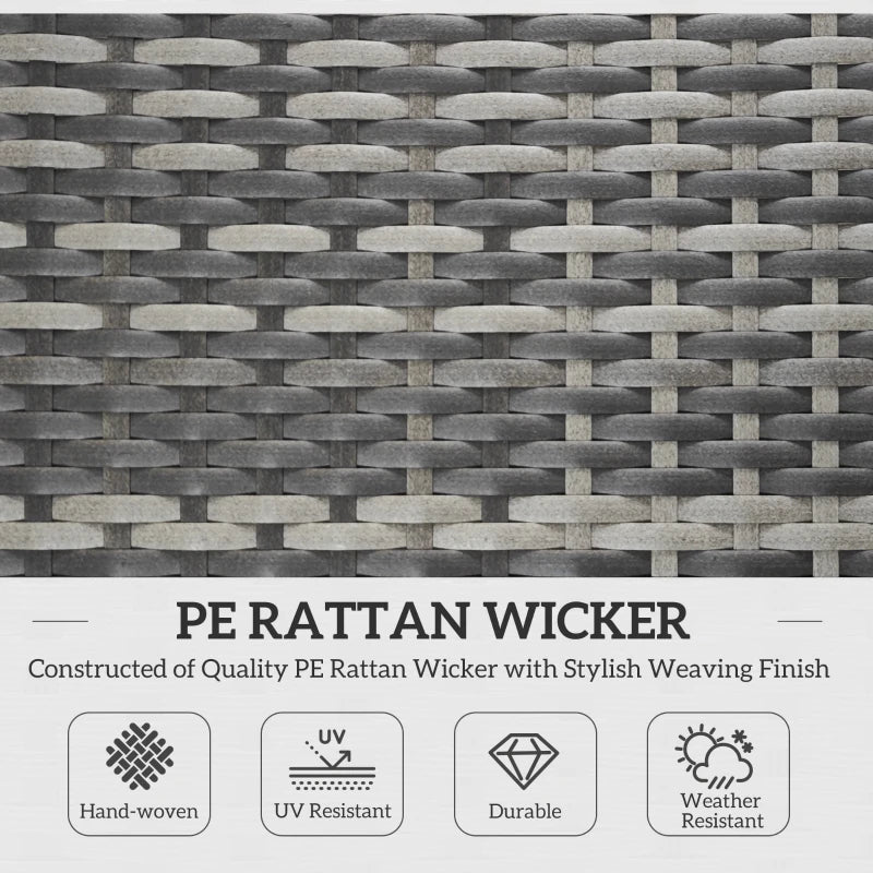 Rattan Folding Sun Lounger Outdoor Chair with Cushion and Pillow in Mixed Grey