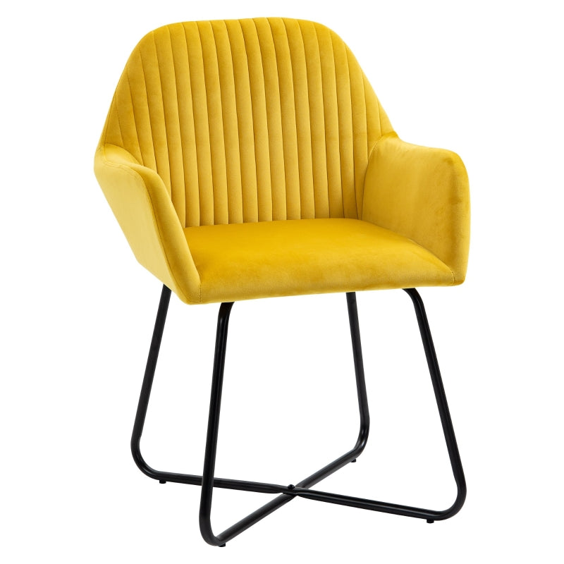 Modern Upholstered Accent Chair with Metal Base for Living Room in Yellow - Stylish Armchair for Home Decor
