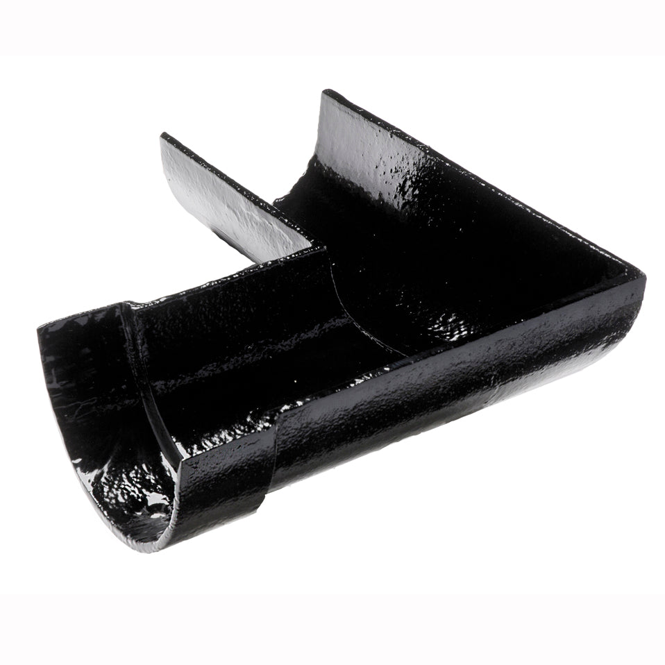 Hargreaves Cast Iron 125x75mm Left Hand Deep Half Round Square Angle - Painted Black