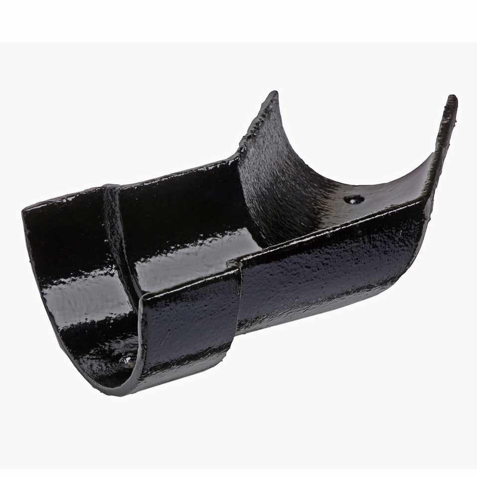 Hargreaves Cast Iron 100x75mm Left Hand Deep Half Round Obtuse Angle - Painted Black