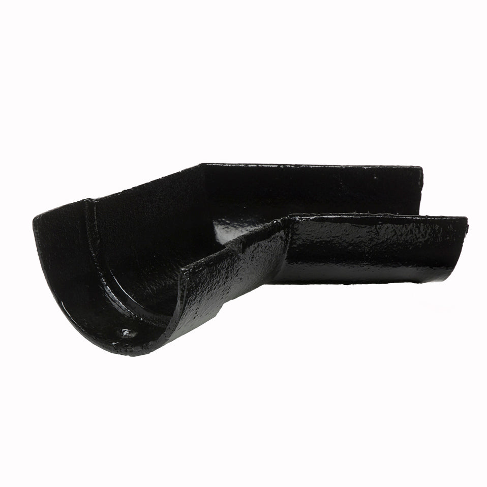 Hargreaves Cast Iron 100x75mm Right Hand Deep Half Round Obtuse Angle - Painted Black