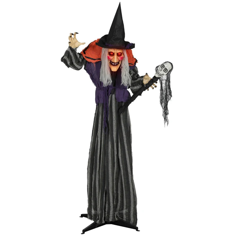 160cm Lifelike Moving Witch Decoration - Realistic Halloween Prop for Spooky Home Decor - Multi-Function Animated Figure