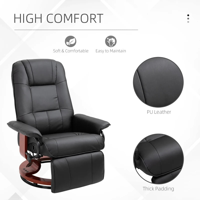 360° Reclining Swivel Chair with Footrest in Black for Ultimate Comfort