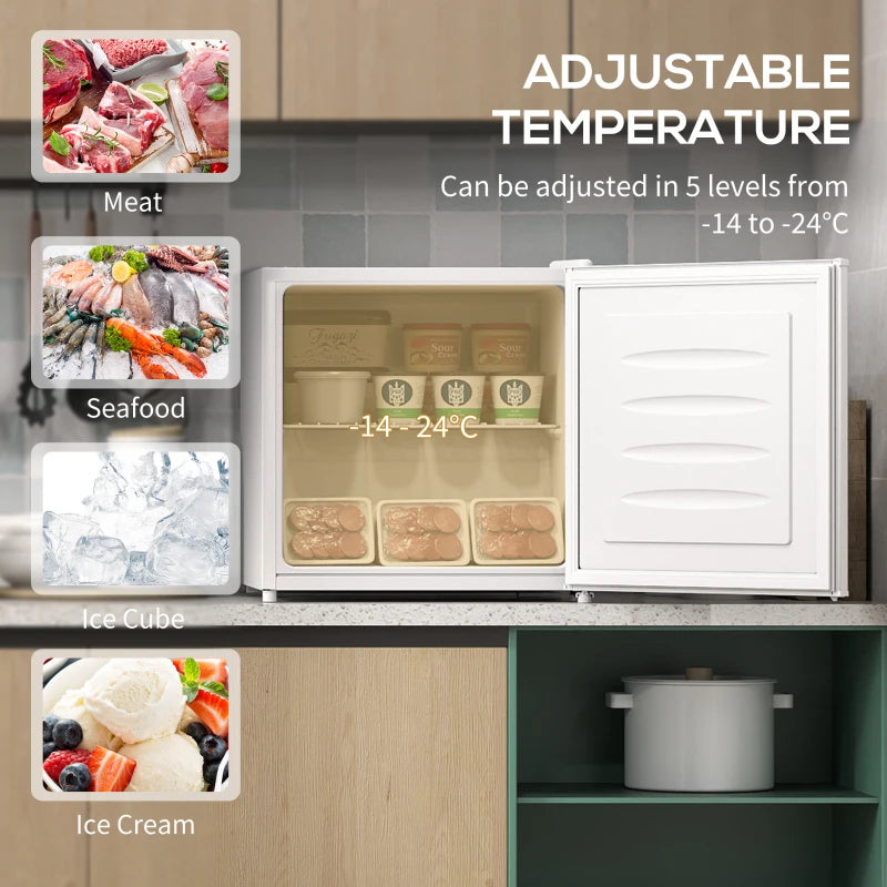 Compact 35L Mini Freezer -24°C to -14°C, Energy Efficient, Stylish White Design for Home or Office Storage