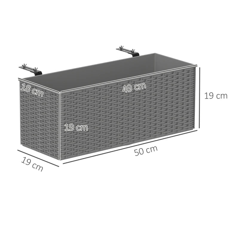 Set of Two Grey Rattan-Effect Planters - Stylish Outdoor Plant Pots - 30cm