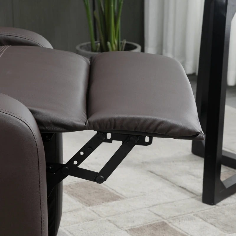 Massage Recliner Armchair in Faux Leather with Adjustable Leg Rest and Side Pocket for Living Room, Brown