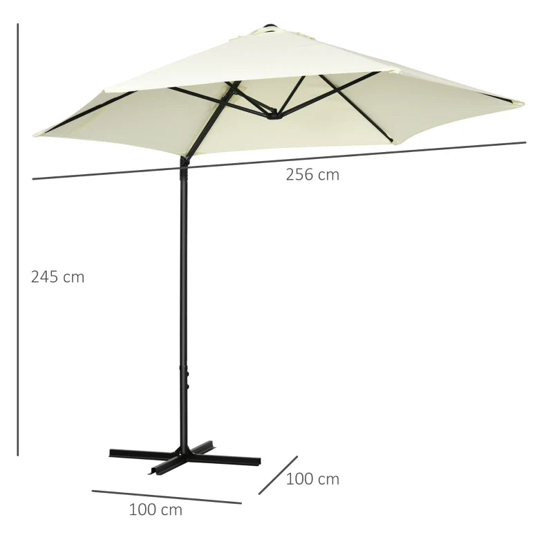 Beige 2.5M Rotating Cantilever Patio Umbrella