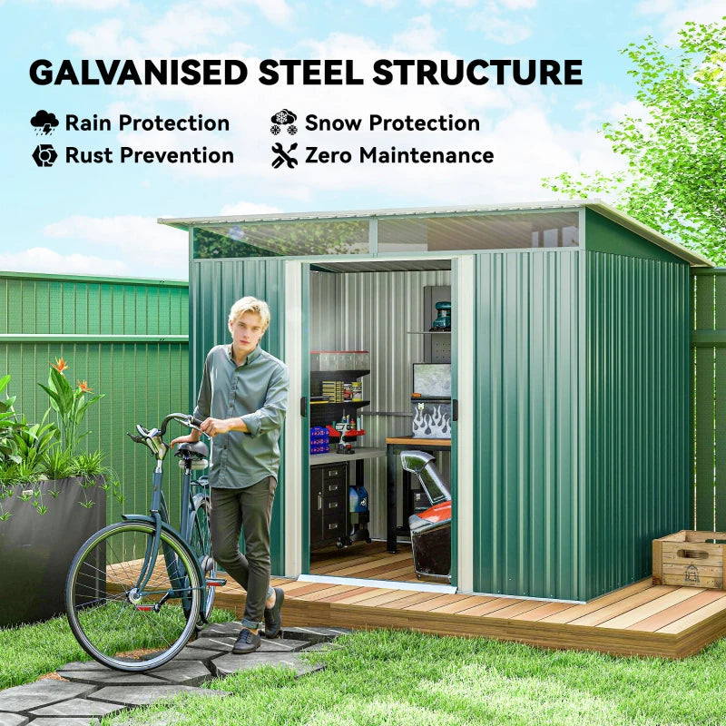 8.5 x 6ft Metal Garden Storage Shed - Green