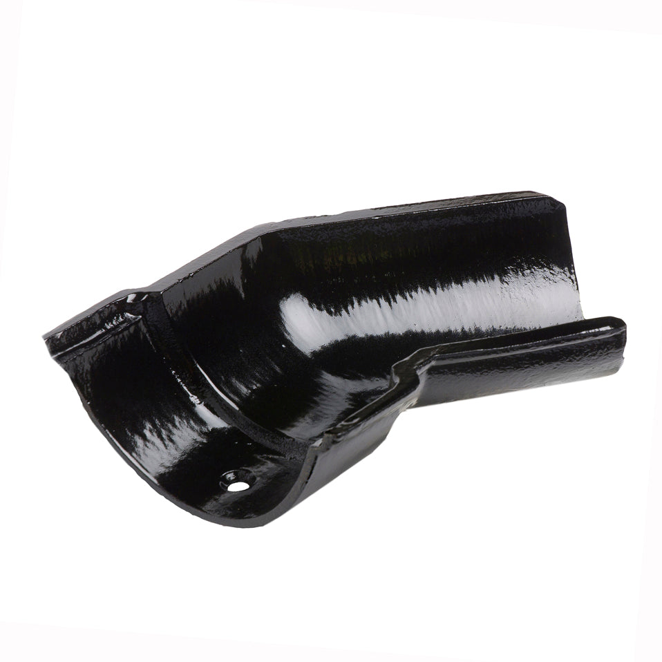 Hargreaves Cast Iron 125mm Right Hand Beaded Half Round Obtuse Angle - Painted Black