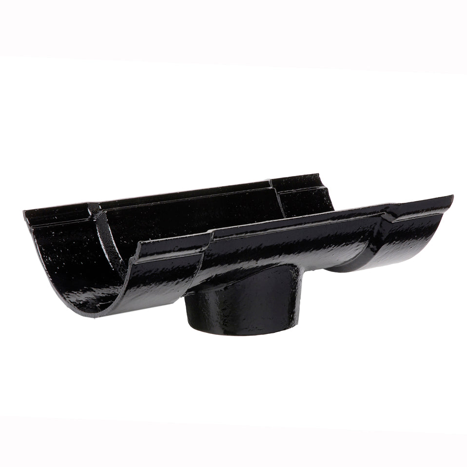 Hargreaves Cast Iron 125mm Beaded Half Round 75mm Nozzle - Painted Black