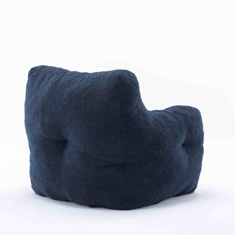 Soft Tufted Foam Snuggle Chair in Blue with Teddy Fabric – No Assembly Needed, 100x94x70 cm