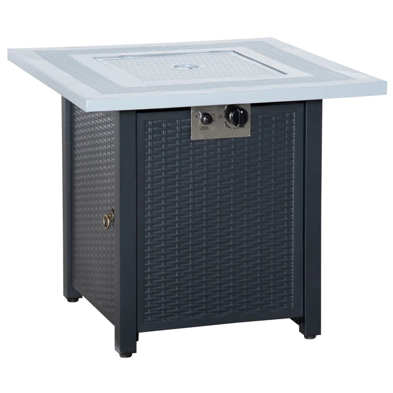 71x71cm 40000 BTU Gas Fire Pit Table - Stylish Black/Grey Outdoor Heating Solution for Patios & Backyards