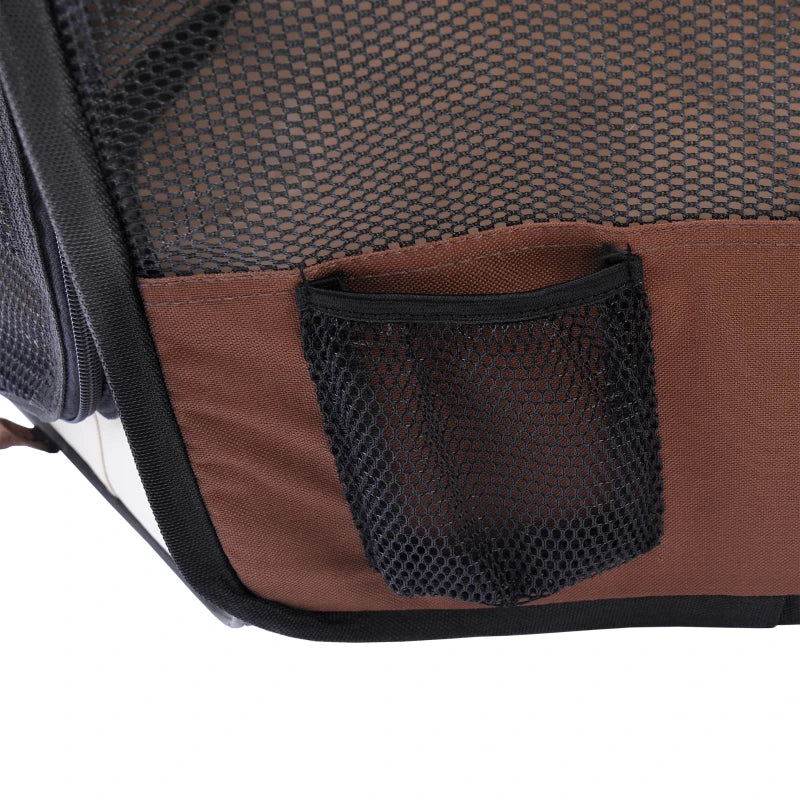Portable Cat Dog Playpen - Indoor Outdoor Pet Pen for Puppies, Rabbits & Guinea Pigs - 90cm Diameter, 41cm Height, Brown