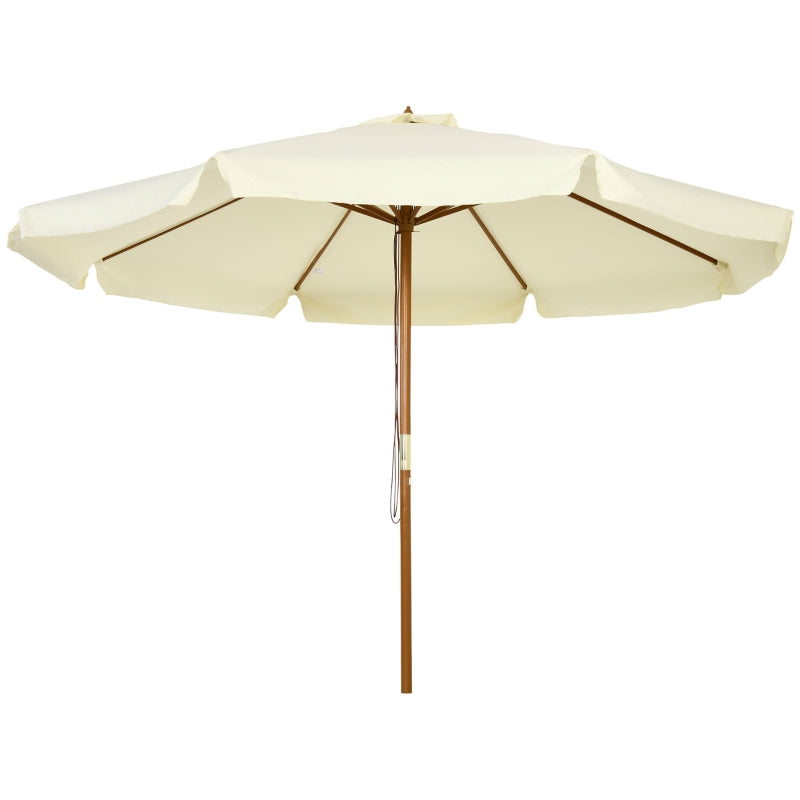 Beige Garden Patio Umbrella with Bamboo Ribs and Ruffles