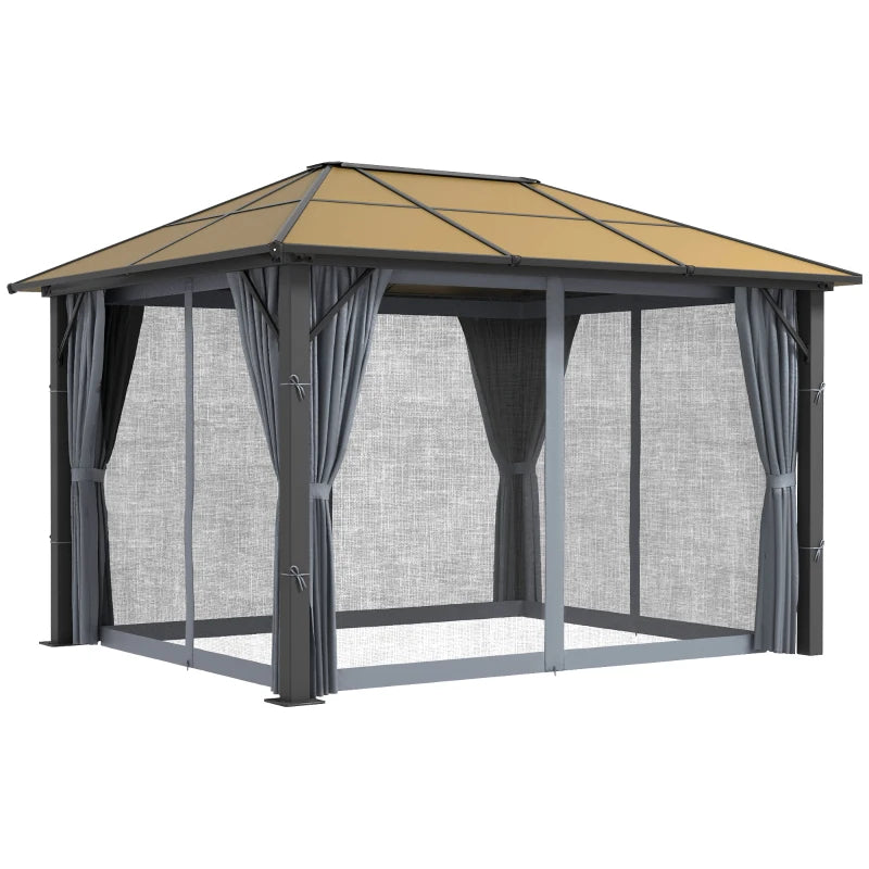 3m x 3.6m Hardtop Aluminium Gazebo With Curtains