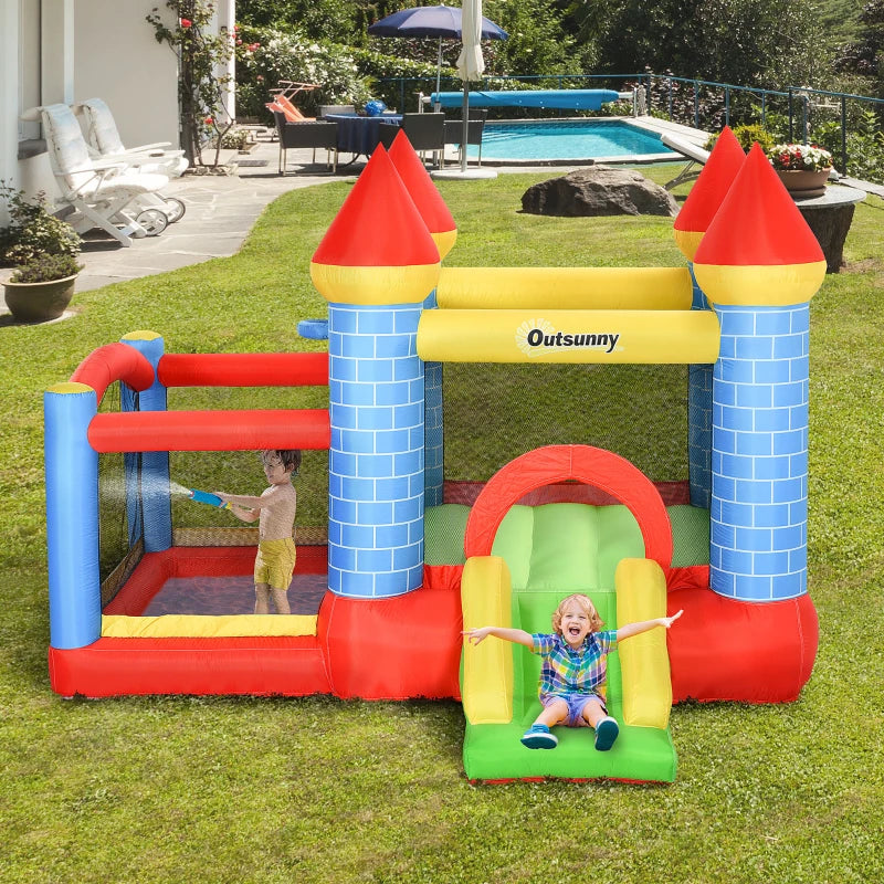 Inflatable Bounce Castle with Slide and Pool for Kids Ages 3-10 Fun Outdoor Activity
