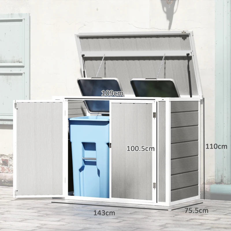 4.7ft x 2.5ft Lockable Light Grey Garden Shed - Outdoor Storage for 2 Trash Cans & Tools