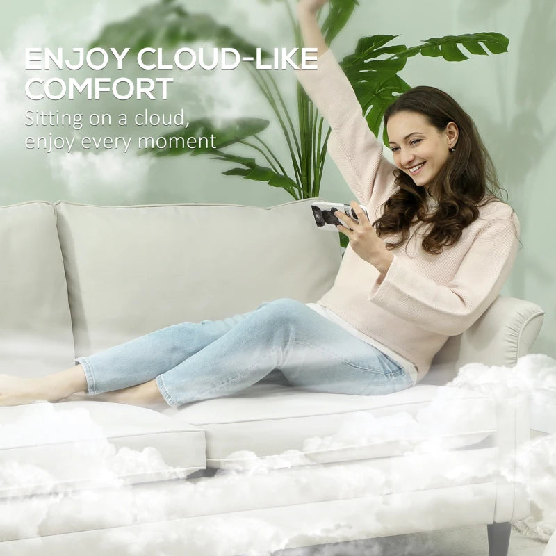 Modern 3-Seater Fabric Sofa with Spring Cushions and Rubber Wood Legs for Living Room or Bedroom