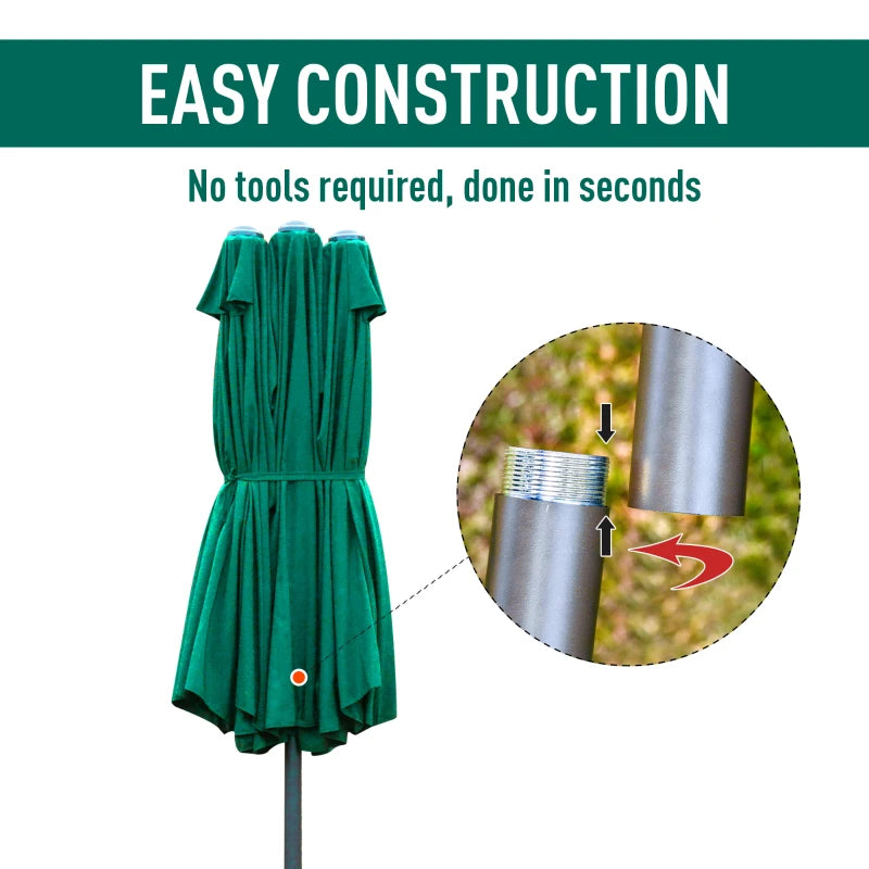 Dark Green 4.6M Double-sided Crank Sun Umbrella Canopy