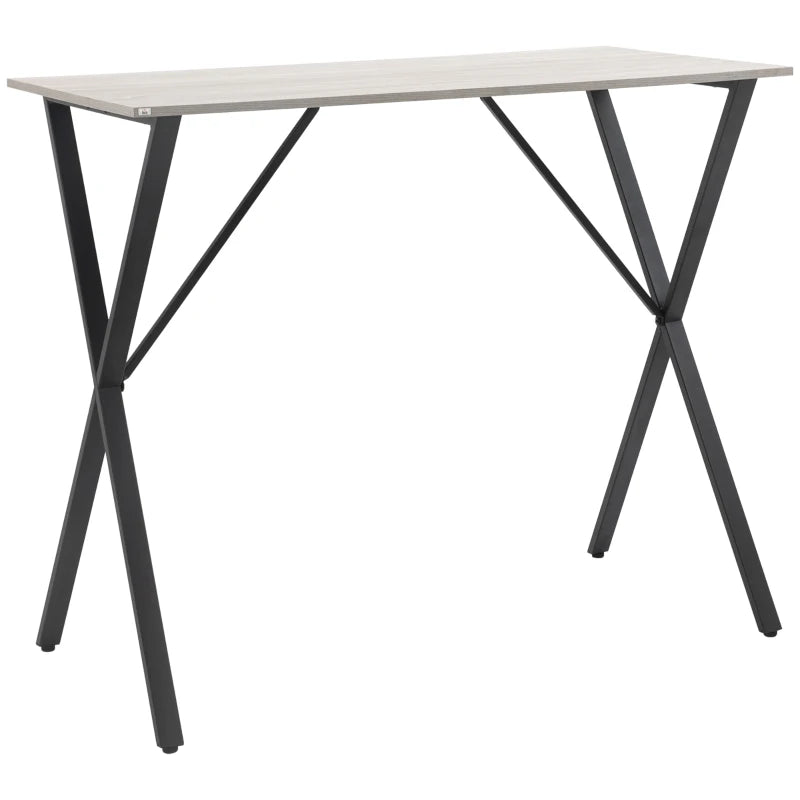 120 cm Modern Rectangular Bar Table for 4 - Wood Effect Top, Steel Legs, White Coffee Desk for Living Room