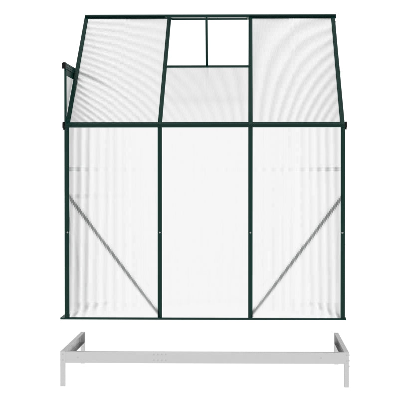 Green 6x4ft Lean-to Greenhouse with Roof Vent for Plants