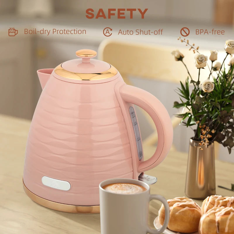 3kW Rapid Boil Pink Honeycomb Kettle - Stylish Electric Tea Kettle for Fast Boiling Water, Perfect for Home & Kitchen