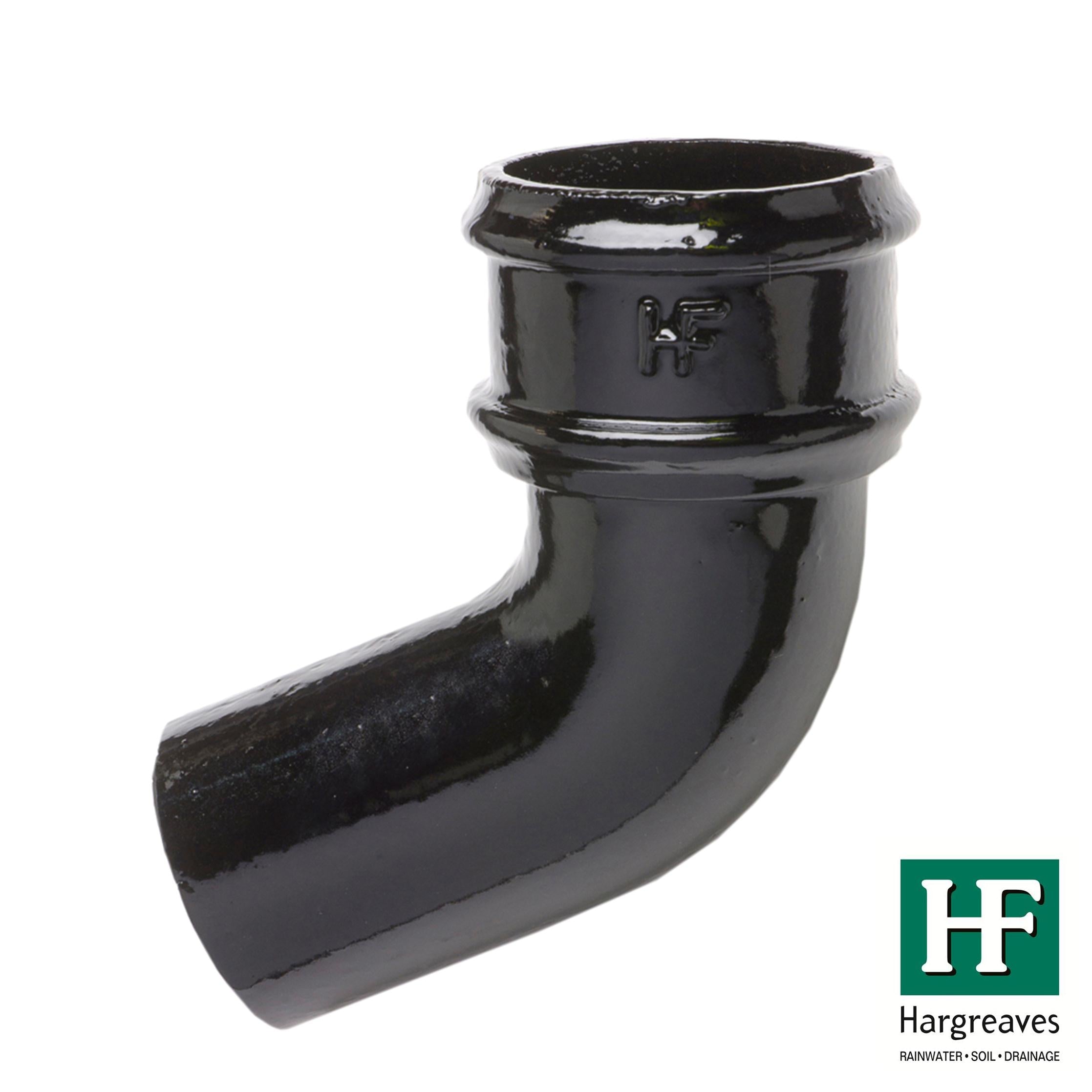 Hargreaves Cast Iron 65mm 112.5 Degree Rainwater Bend  - Painted Black