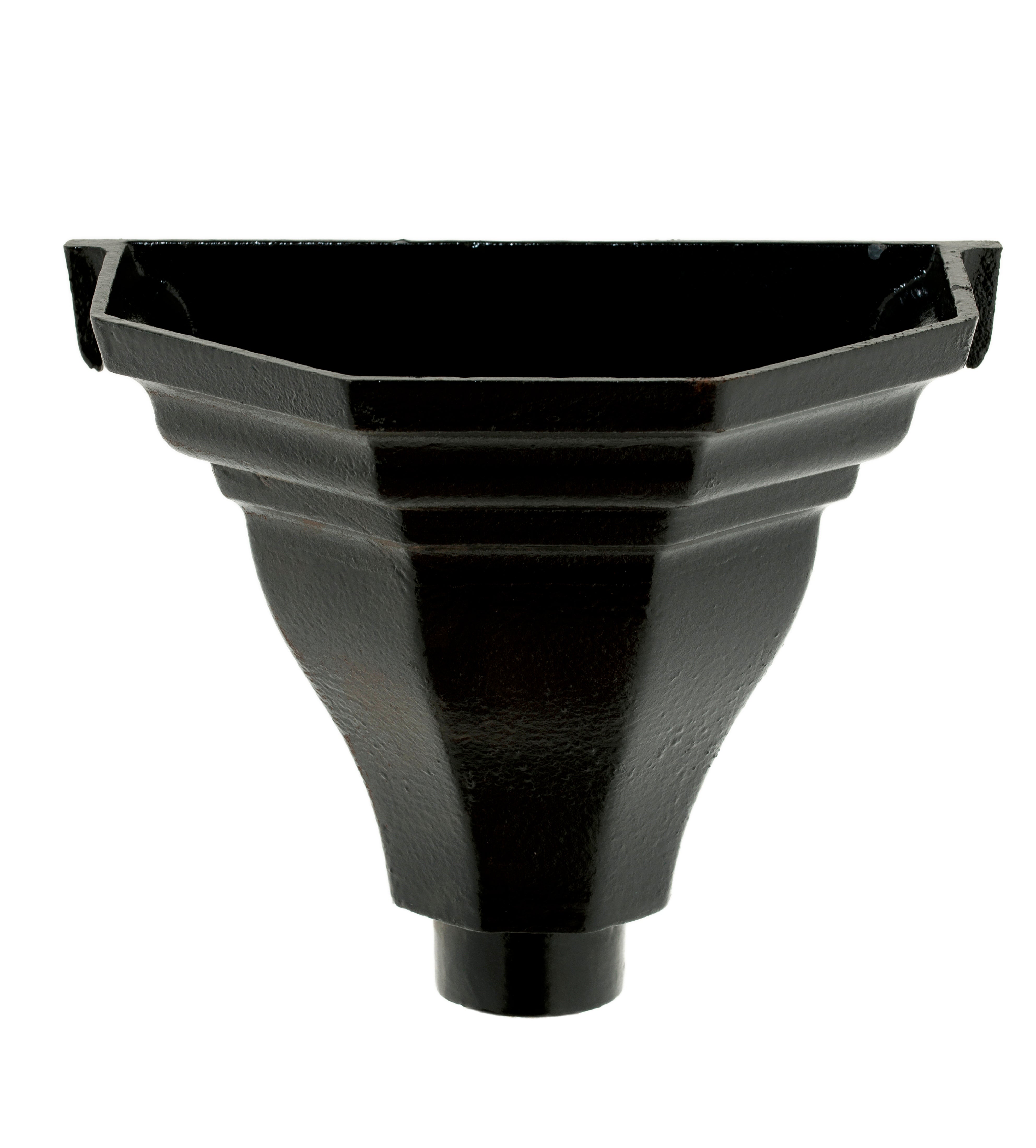 Hargreaves Cast Iron 100mm outlet H1 Rainwater Head  - Painted Black