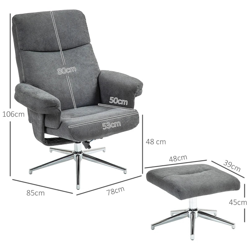 Velvet Recliner Chair with Ottoman in Dark Grey - Comfortable and Stylish Seating Solution