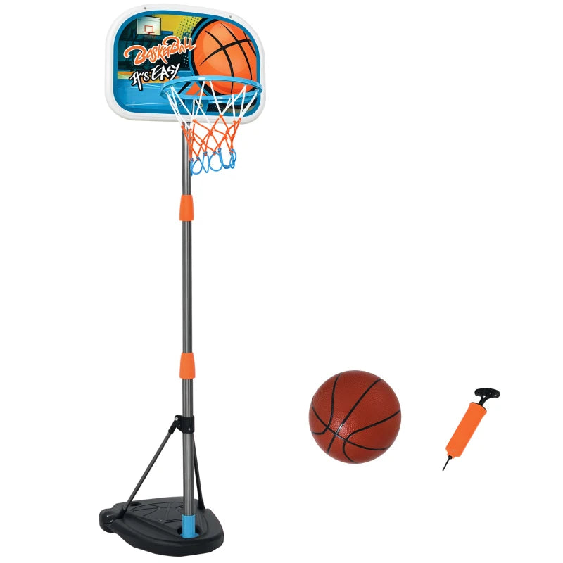 Adjustable Kids Basketball Hoop Portable Stand Set with Ball Pump and Netting Backboard