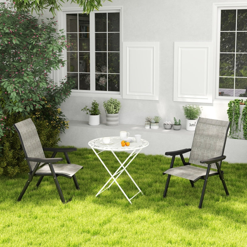 Set of Two Black and Grey Folding Outdoor Chairs - Compact Size for Easy Storage
