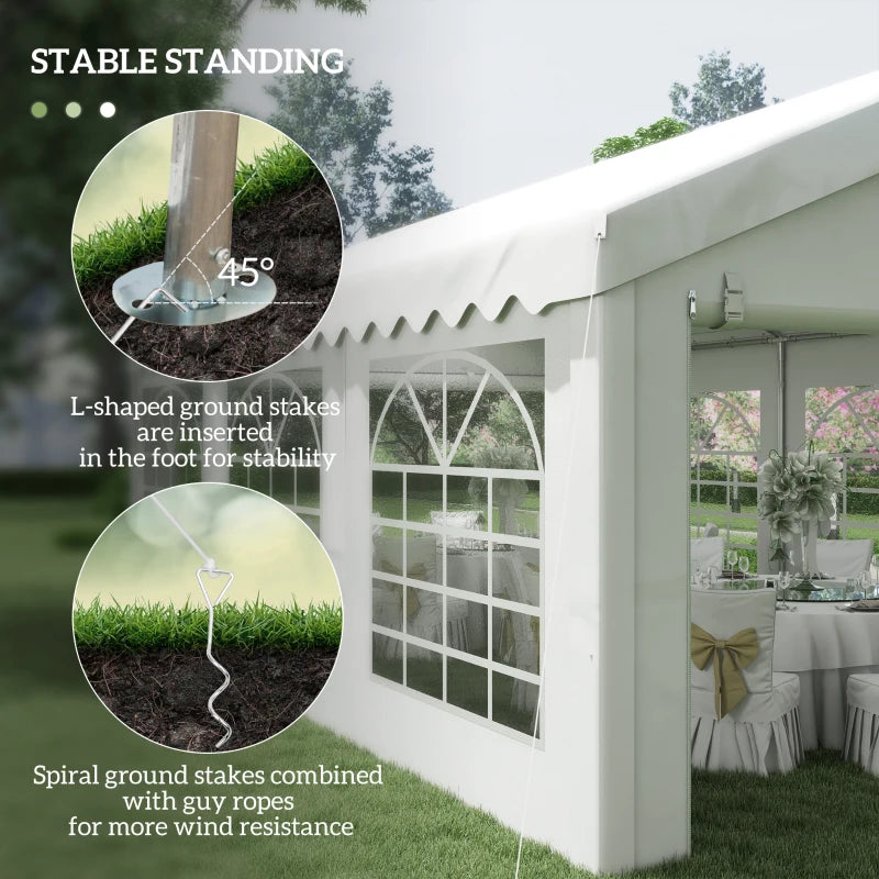 Heavy Duty 6m x 4m Garden Gazebo with Removable Sides and Windows for Parties Weddings and Events White Marquee Tent